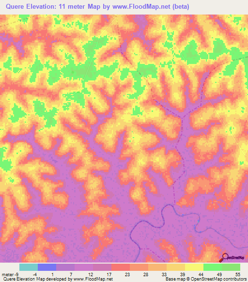 Quere,Guinea-Bissau Elevation Map