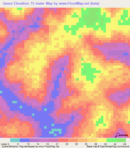 Quere,Guinea-Bissau Elevation Map