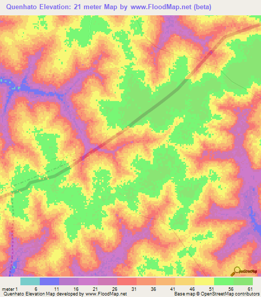 Quenhato,Guinea-Bissau Elevation Map