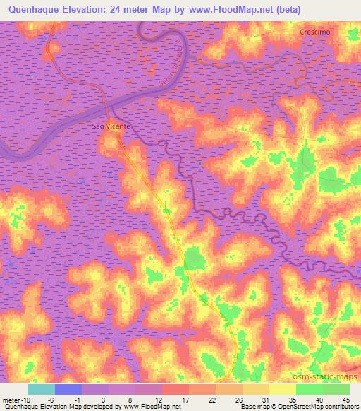 Quenhaque,Guinea-Bissau Elevation Map