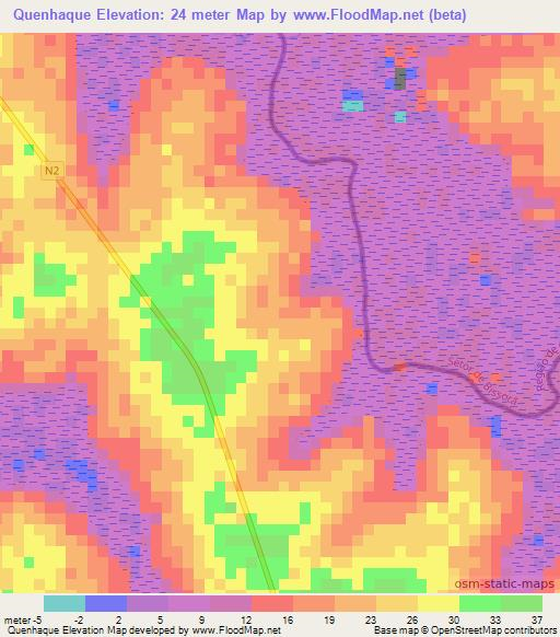 Quenhaque,Guinea-Bissau Elevation Map