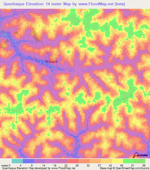 Quenhaque,Guinea-Bissau Elevation Map