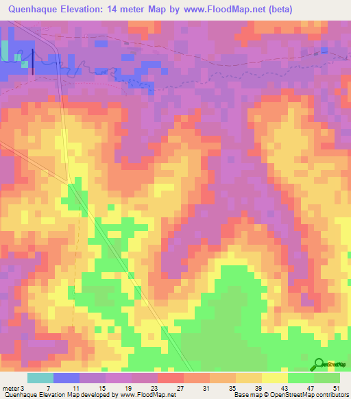 Quenhaque,Guinea-Bissau Elevation Map