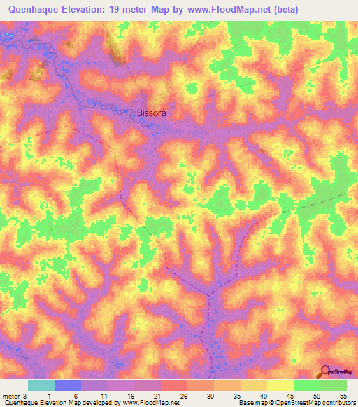 Quenhaque,Guinea-Bissau Elevation Map