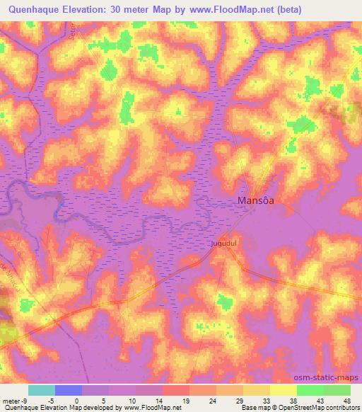 Quenhaque,Guinea-Bissau Elevation Map