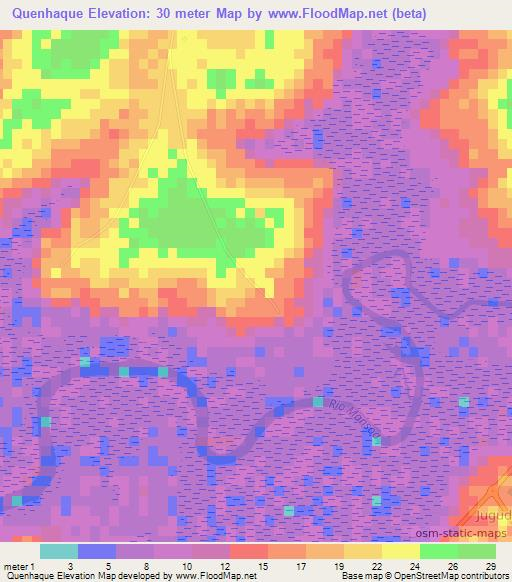 Quenhaque,Guinea-Bissau Elevation Map