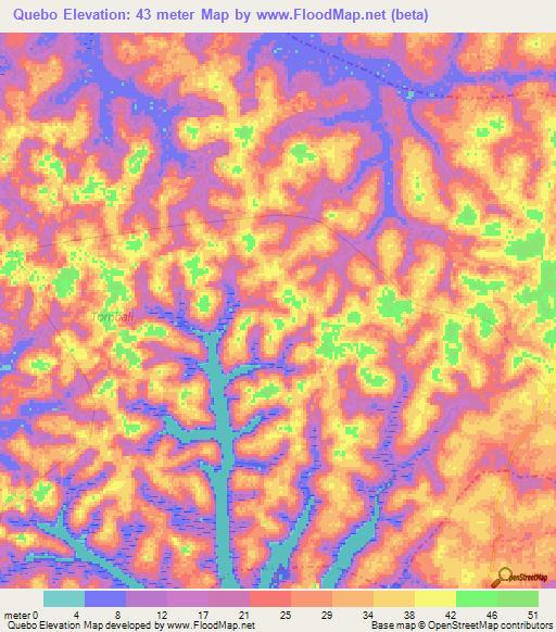 Quebo,Guinea-Bissau Elevation Map