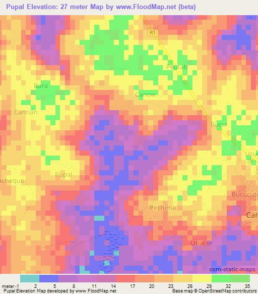 Pupal,Guinea-Bissau Elevation Map