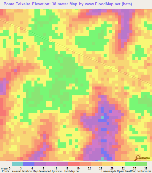 Ponta Teixeira,Guinea-Bissau Elevation Map