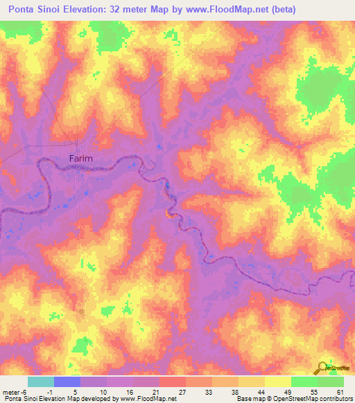 Ponta Sinoi,Guinea-Bissau Elevation Map