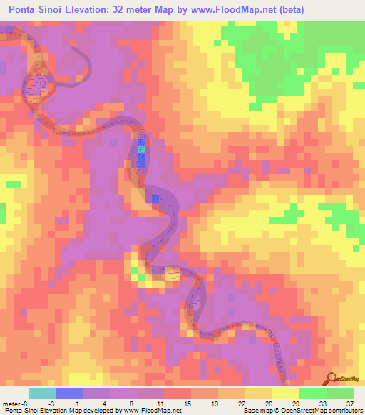 Ponta Sinoi,Guinea-Bissau Elevation Map