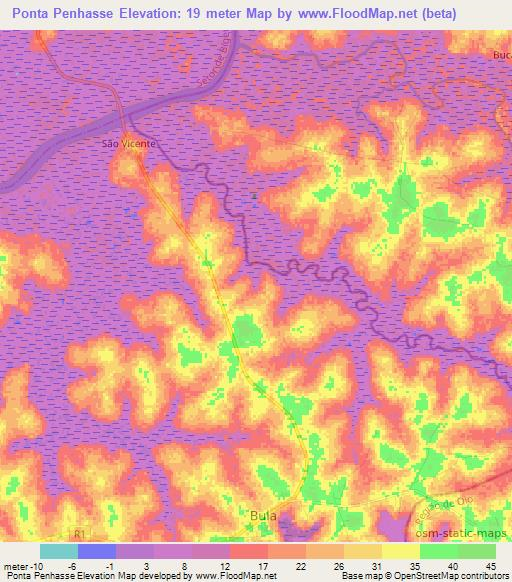 Ponta Penhasse,Guinea-Bissau Elevation Map