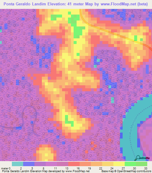 Ponta Geraldo Landim,Guinea-Bissau Elevation Map