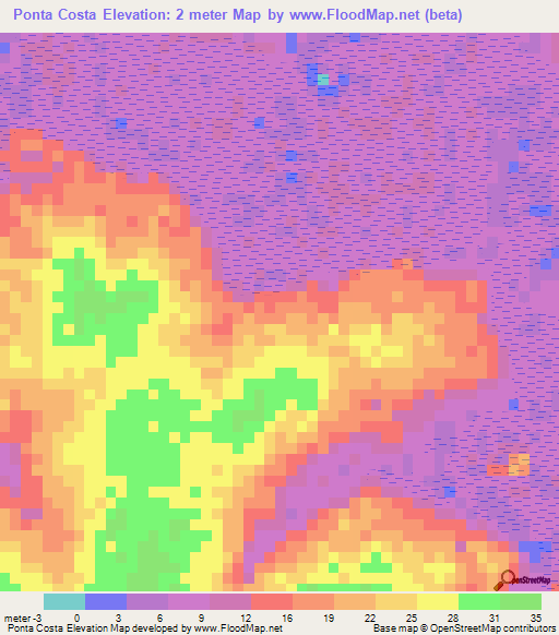 Ponta Costa,Guinea-Bissau Elevation Map