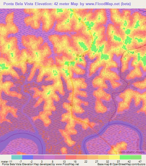 Ponta Bela Vista,Guinea-Bissau Elevation Map