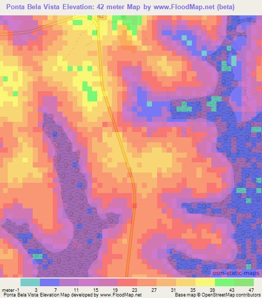 Ponta Bela Vista,Guinea-Bissau Elevation Map