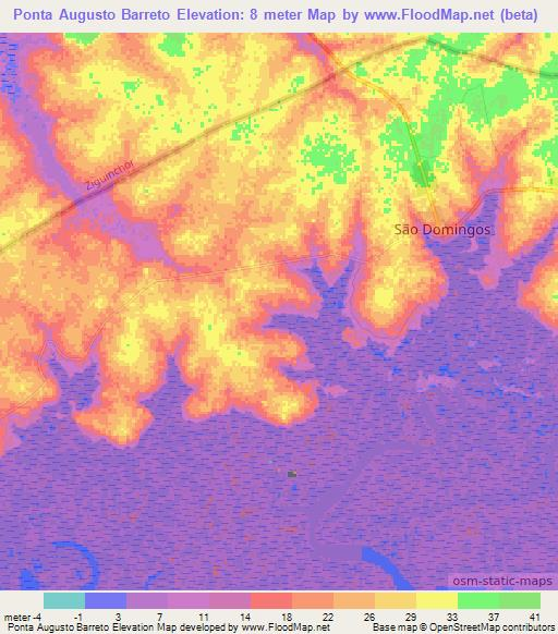 Ponta Augusto Barreto,Guinea-Bissau Elevation Map