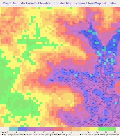 Ponta Augusto Barreto,Guinea-Bissau Elevation Map