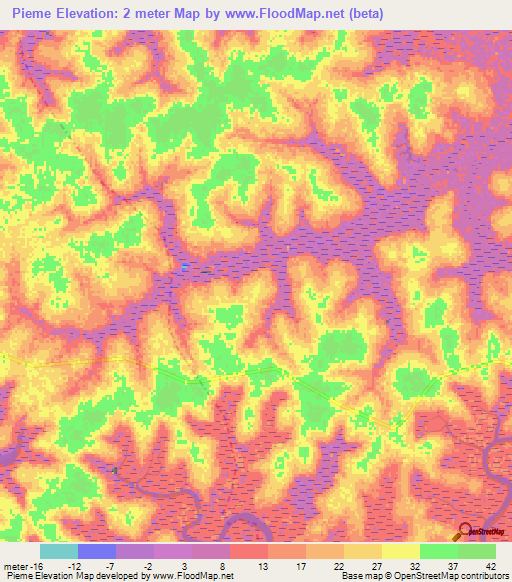 Pieme,Guinea-Bissau Elevation Map