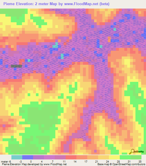 Pieme,Guinea-Bissau Elevation Map