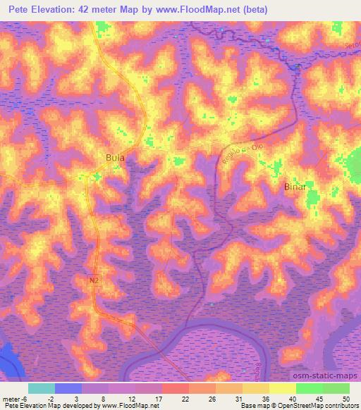 Pete,Guinea-Bissau Elevation Map