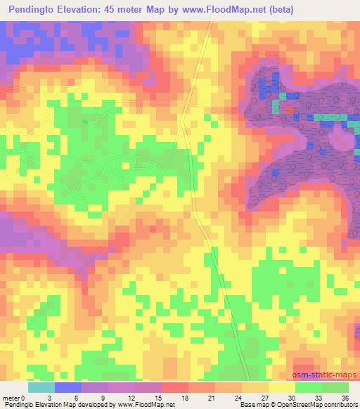 Pendinglo,Guinea-Bissau Elevation Map