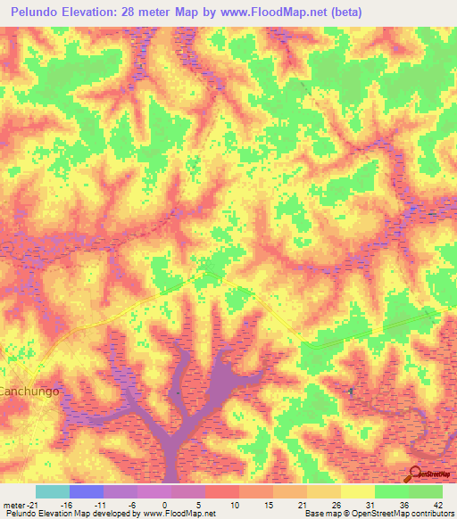 Pelundo,Guinea-Bissau Elevation Map