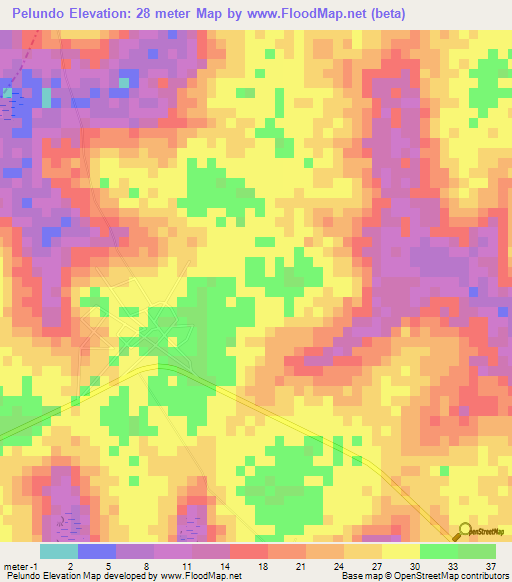 Pelundo,Guinea-Bissau Elevation Map