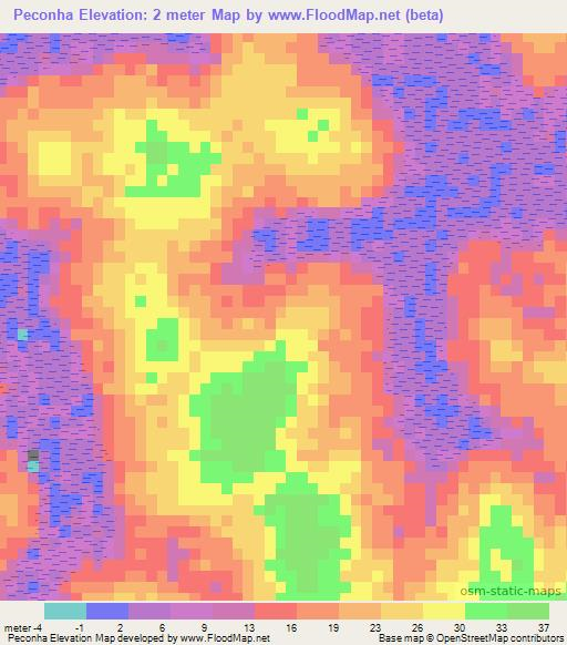 Peconha,Guinea-Bissau Elevation Map