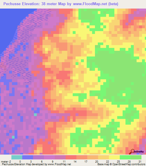 Pechusse,Guinea-Bissau Elevation Map