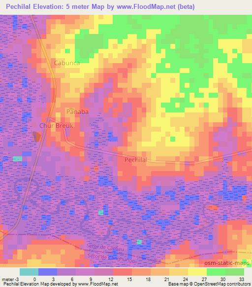 Pechilal,Guinea-Bissau Elevation Map