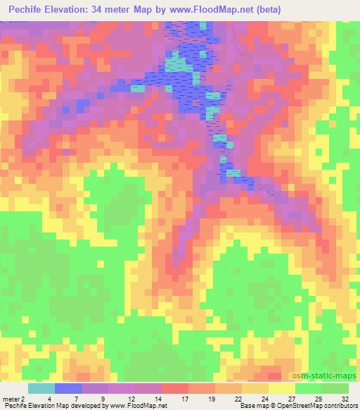 Pechife,Guinea-Bissau Elevation Map