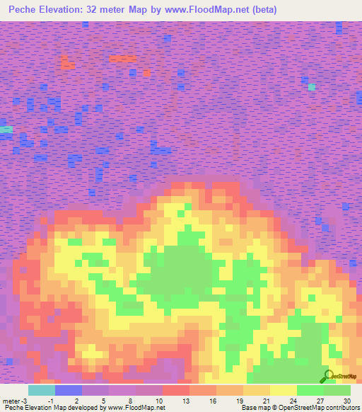 Peche,Guinea-Bissau Elevation Map