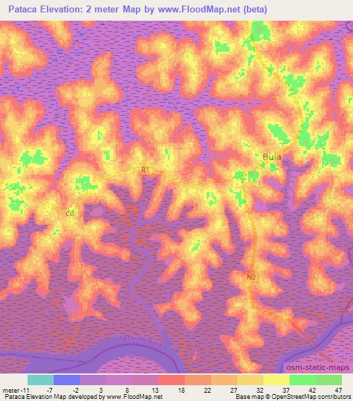 Pataca,Guinea-Bissau Elevation Map