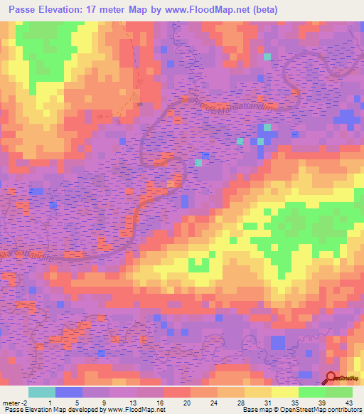 Passe,Guinea-Bissau Elevation Map