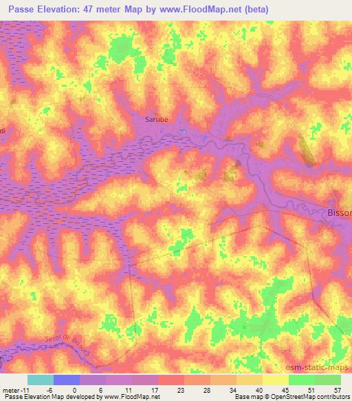 Passe,Guinea-Bissau Elevation Map