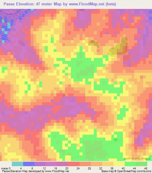 Passe,Guinea-Bissau Elevation Map