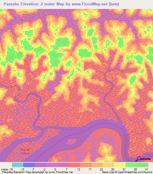 Passabe,Guinea-Bissau Elevation Map