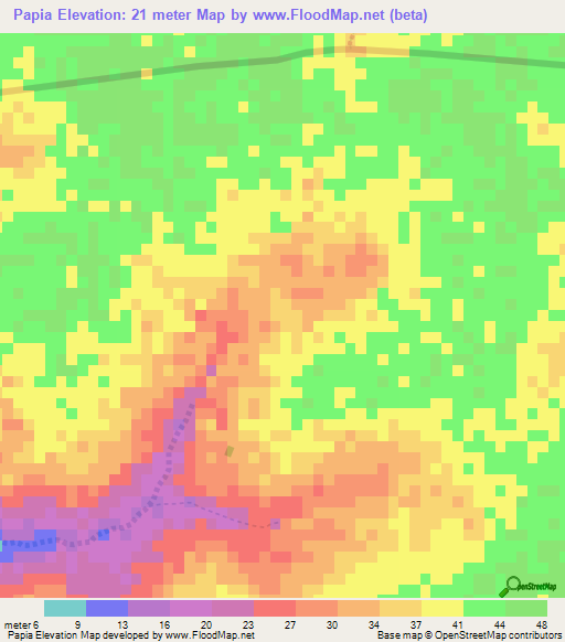 Papia,Guinea-Bissau Elevation Map