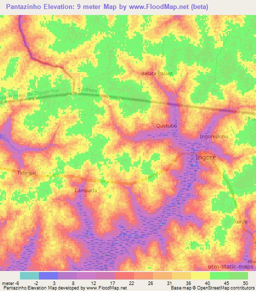 Pantazinho,Guinea-Bissau Elevation Map