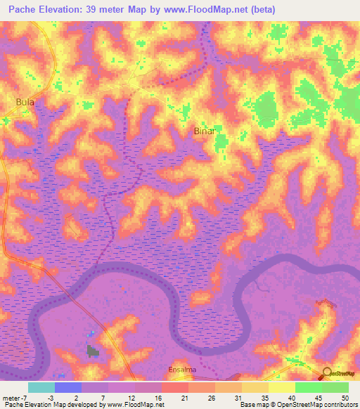 Pache,Guinea-Bissau Elevation Map