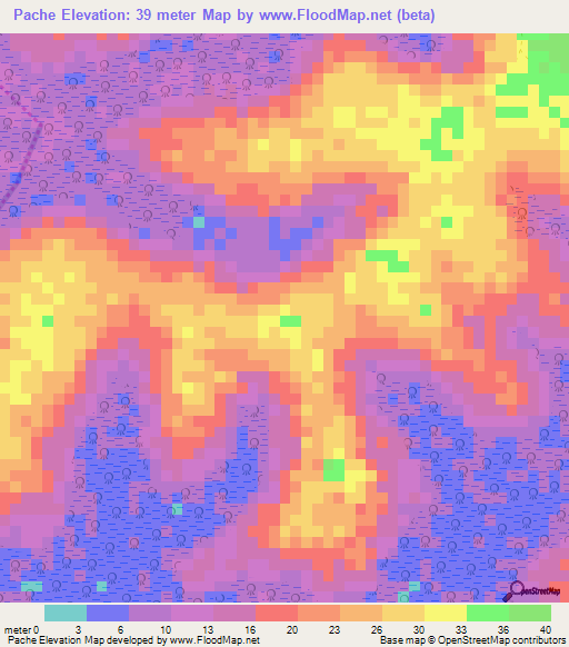 Pache,Guinea-Bissau Elevation Map