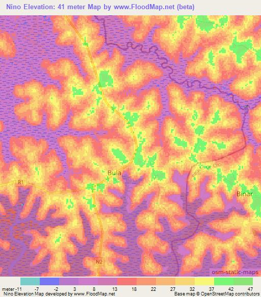 Nino,Guinea-Bissau Elevation Map