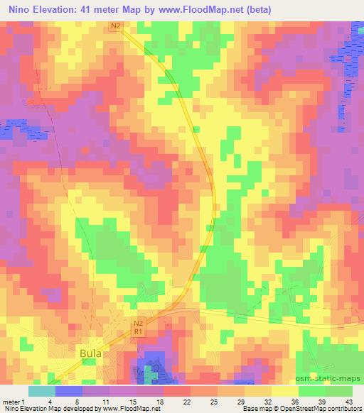 Nino,Guinea-Bissau Elevation Map