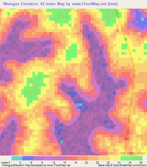 Nhengue,Guinea-Bissau Elevation Map