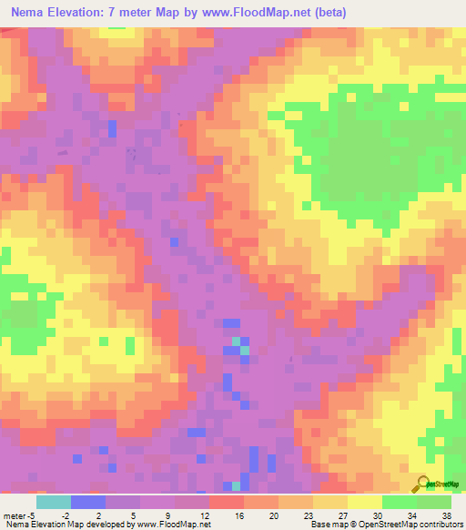 Nema,Guinea-Bissau Elevation Map