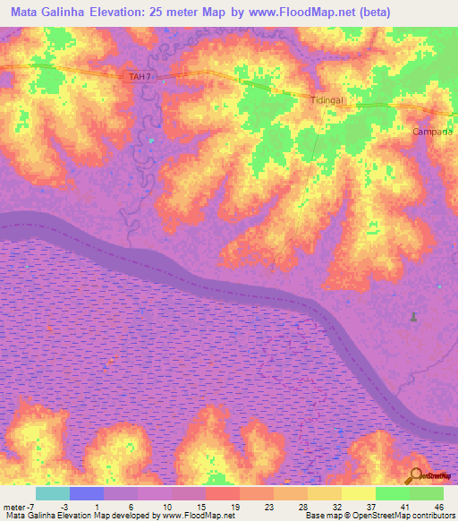 Mata Galinha,Guinea-Bissau Elevation Map