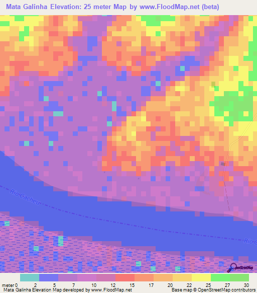 Mata Galinha,Guinea-Bissau Elevation Map