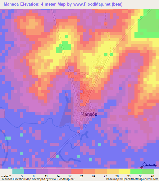 Mansoa,Guinea-Bissau Elevation Map