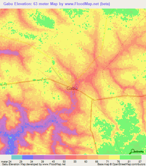 Gabu,Guinea-Bissau Elevation Map